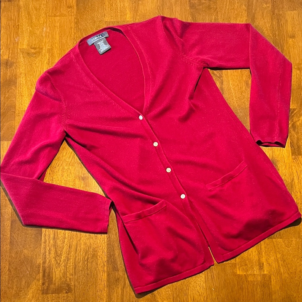 Ladies George Me by Mark Eisen Silk Blend Red Cardigan size 4/6